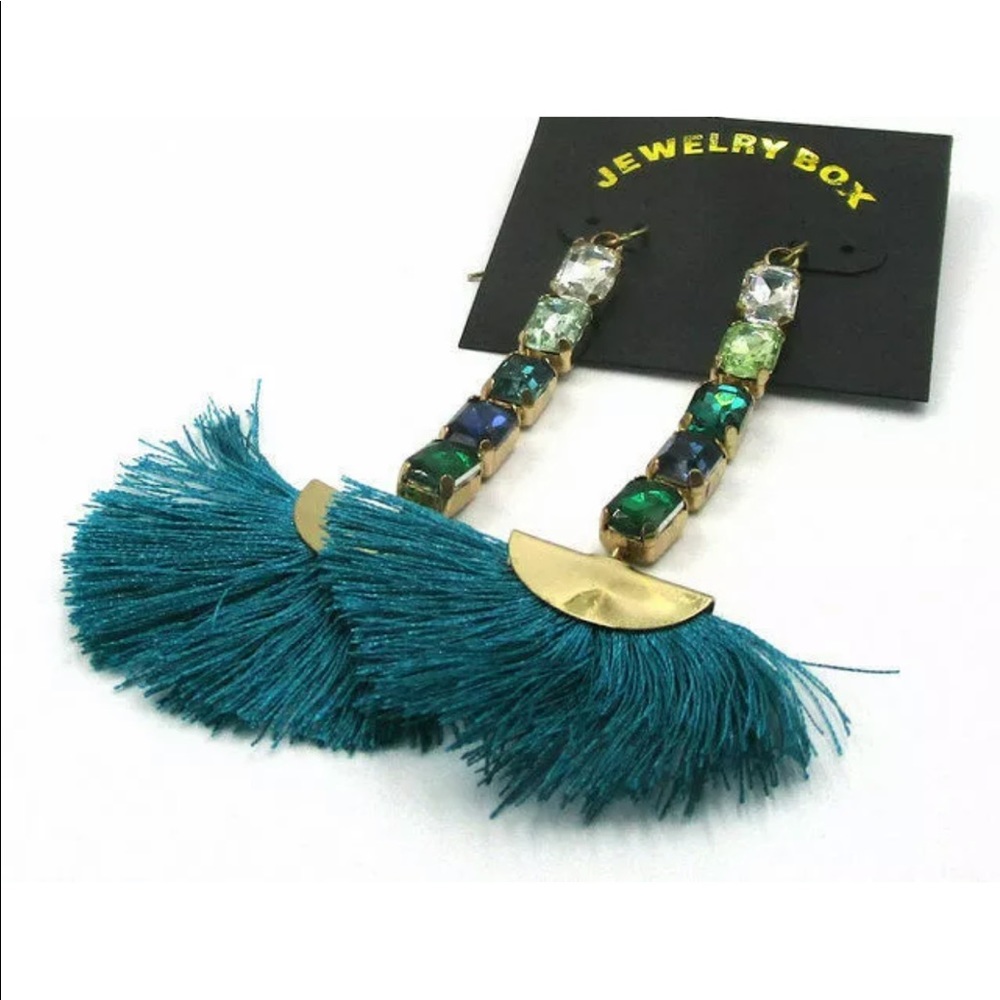 🦋New Jewelry Box Crystal Tassel Dangle Earrings